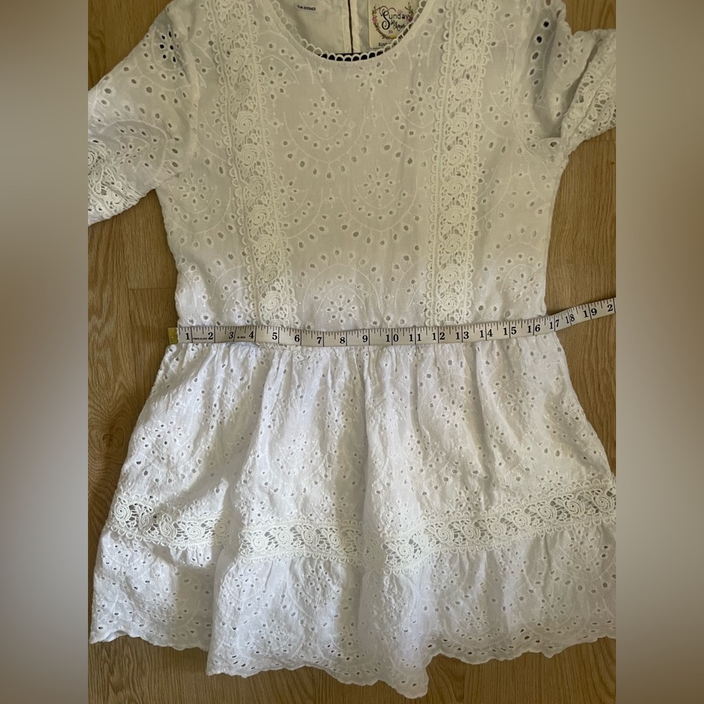 Cotton Eyelet Romantic White Dress S Sunday Mi Amor - Picture 12 of 15